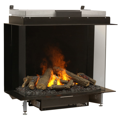 Dimplex Optimyst e-Matrix 39-Inch Bay View Water Vapor Fireplace | To add a sense of realism to the finished look, the e-MatriX comes with a charred log set.