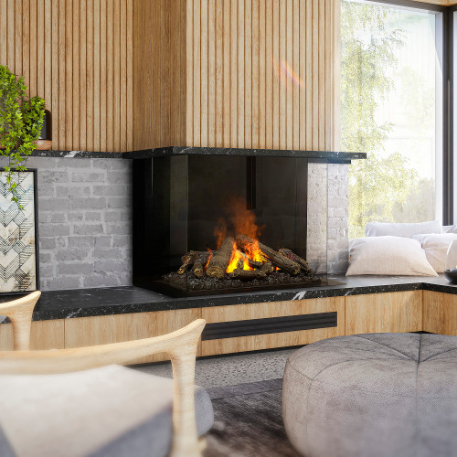 Dimplex Optimyst e-Matrix 39-Inch Bay View Water Vapor Fireplace | The combination of the vapor flames dancing through the logs with the illusion of loose embers creates an authentic experience.