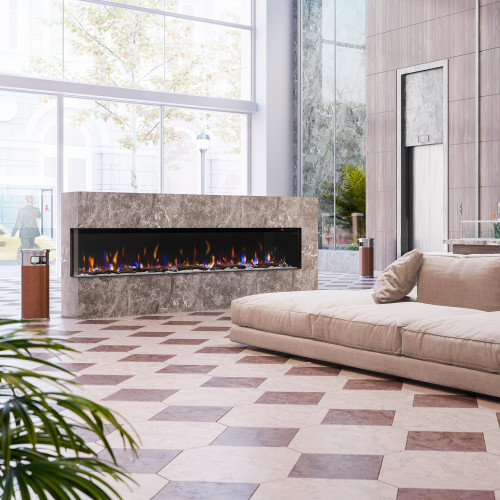Dimplex IgniteXL Bold 100-Inch Linear Electric Fireplace | Enjoy true design versatility with your choice of four installation options all in one fireplace: front-facing, right-corner, left-corner, and bay-style. Simply remove the side panels to suit your style