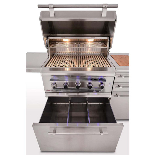 American Made Grills 36" Muscle Freestanding Hybrid Barbecue Grill | 2 Accessory Storage Drawers American Made Grills 36" Muscle Freestanding Hybrid Barbecue Grill | 2 Accessory Storage Drawers