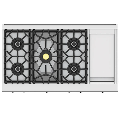 Hestan 48" KRT Series Gas Rangetop with Griddle - 5 Burner | The CircuFlame burner is the same powerful burner featured on the award-winning Hestan Commercial restaurant equipment.