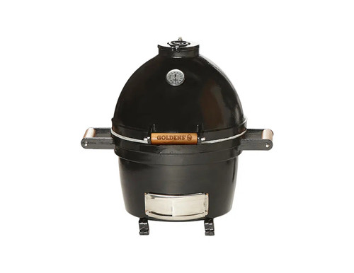 Goldens' Cast Iron 14" Mini Kamado Cooker | Ideal for smaller spaces, patios, balconies, RVs, and tailgating.
