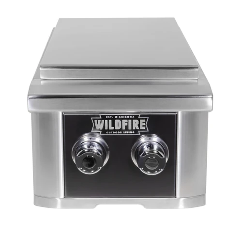 Wildfire Ranch Pro Black Stainless Steel Gas Double Side Burner | Side Burner with Cover