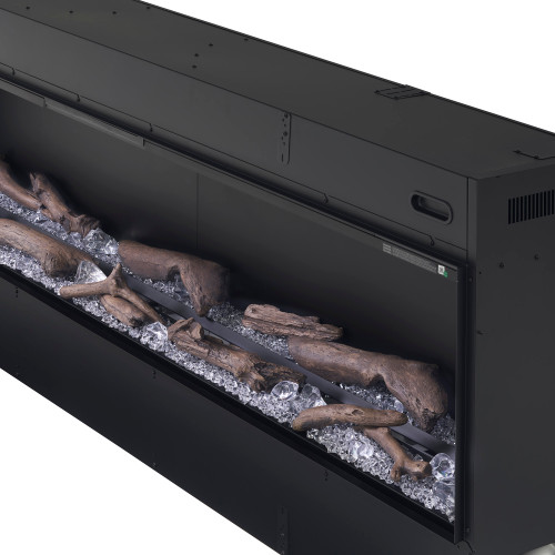 Dimplex Optimyst 46-Inch Linear Electric Fireplace | Water vapor technology allows for flexible media bed choices—no fire hazard here. The Optimyst includes Acrylic Ice and Driftwood media kits. You can even add your own media for a distinct design.