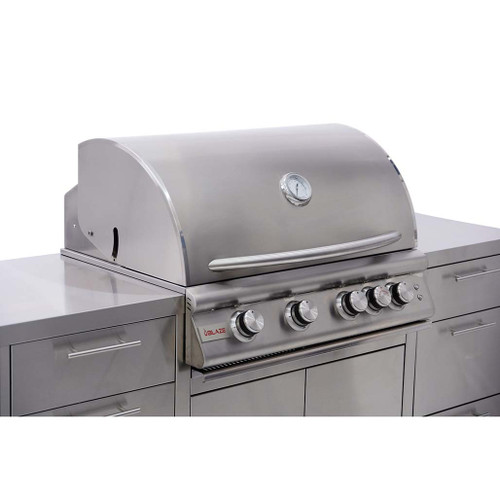 Blaze Stainless Steel Island with 32" 4 Burner Gas Grill - Hassle-free outdoor cooking with the Easy-to-Assemble BBQ Island including the Blaze Premium LTE Natural Gas Grill
