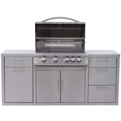 Blaze Stainless Steel Island with 32" 4 Burner Gas Grill - Easy cleanup with the convenient pull-out trash bin