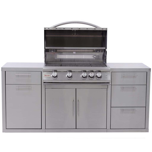 Blaze Stainless Steel Island with 32" 4 Burner Gas Grill | Easy cleanup with the convenient pull-out trash bin Blaze Stainless Steel Island with 32" 4 Burner Gas Grill | Easy cleanup with the convenient pull-out trash bin