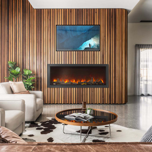 Napoleon Astound 96" Built-In Electric Fireplace | Extra large viewing area to enjoy flames featuring realistic spark effect
