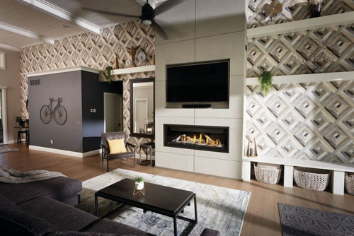 Napoleon 56" Ascent Linear Premium Series Direct Vent Gas Fireplace - Optional MIRRO-FLAME porcelain reflective panels or premium Ledgestone brick panels Napoleon 56" Ascent Linear Premium Series Direct Vent Gas Fireplace - Optional MIRRO-FLAME porcelain reflective panels or premium Ledgestone brick panels