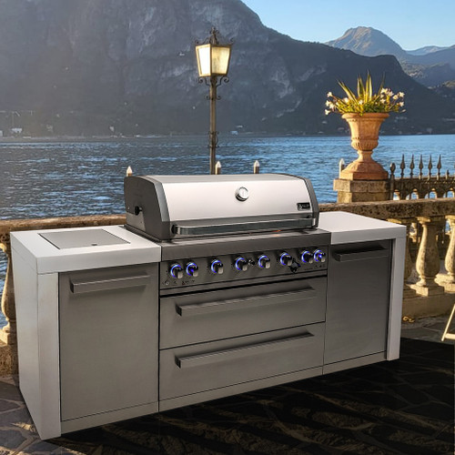 Mont Alpi 805 Deluxe Island Complete Outdoor Kitchen Gas Grill Island | Gliding rubber castor wheels and leveling feet Mont Alpi 805 Deluxe Island Complete Outdoor Kitchen Gas Grill Island | Gliding rubber castor wheels and leveling feet