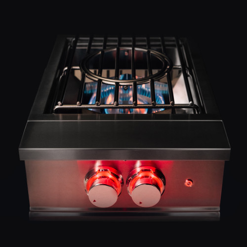 TrueFlame Built-In Power Burner | Full Length Exterior LED Bar Above Knobs