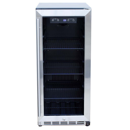 TrueFlame 15" Outdoor Rated Refrigerator with Glass Door | Storage Capacity: 3.2 ft³