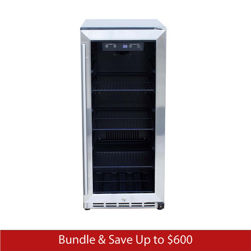 TrueFlame 15" Outdoor Rated Refrigerator with Glass Door | Promo Ends July 5th.