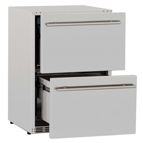 TrueFlame 24" 5.3C Deluxe Outdoor Rated 2-Drawer Refrigerator | #304 Stainless Steel Door Construction