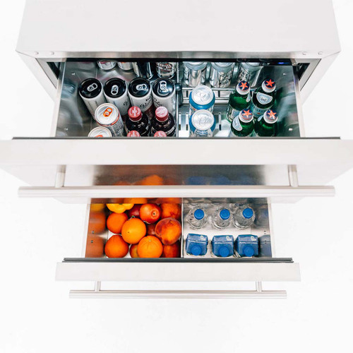 TrueFlame 24" 5.3C Deluxe Outdoor Rated 2-Drawer Refrigerator | Manual Temperature Controller