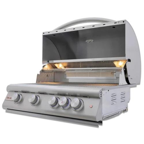 Blaze LTE+ 32-Inch 4-Burner Built-In Gas Grill | Double-lined grill hood protects outer layer from heat discoloration and maintains more heat