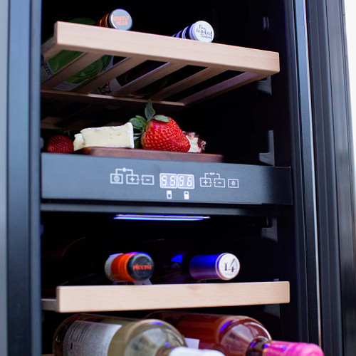 TrueFlame 15" Outdoor Rated Wine Cooler - Dual Zone | Wine Cooler for Outdoor Kitchens