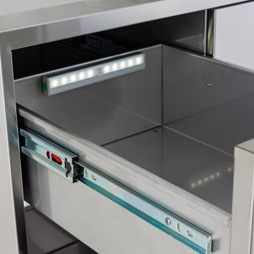 Blaze 32-Inch Stainless Steel Access Door & Double Drawer Combo | Light inside drawer