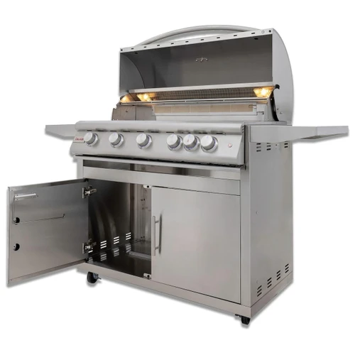 Blaze LTE+ 40-Inch 5-Burner Freestanding Gas Grill | Soft-close hinges provide easy close for all doors
