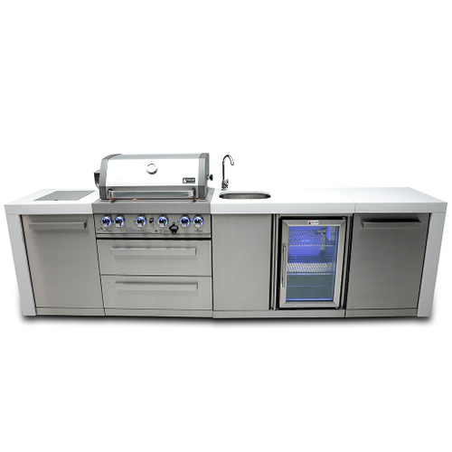 Mont Alpi 400 Deluxe Island with Beverage Center | 4-burner grill unit - 32"x23"x47"