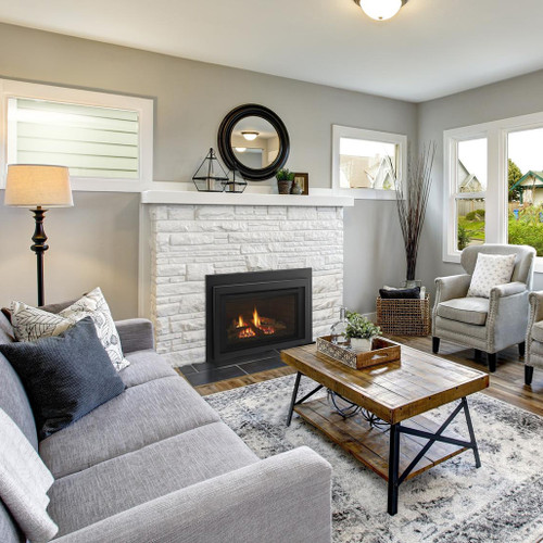 Majestic Jasper 30" Direct Vent Gas Insert | Split-logs and flames deliver the ambiance and look you expect, while removing the effort wood fireplaces require.