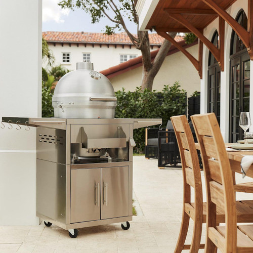 Blaze 20" Cast Aluminum Kamado with Cart | Freestanding Kamado Grill with Stainless Steel Cart