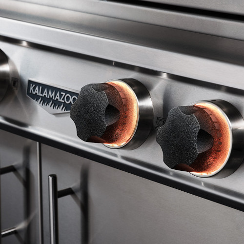 Kalamazoo K1000 Freestanding Hybrid Fire Grill | Electronic control bezels with flame sensor LED indicators Kalamazoo K1000 Freestanding Hybrid Fire Grill | Electronic control bezels with flame sensor LED indicators