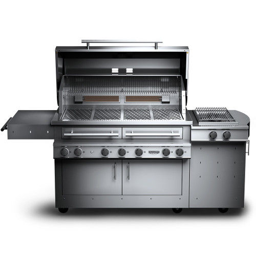 Kalamazoo K1000 Freestanding Hybrid Fire Grill with Burner | Rotisserie system with infrared burners; motor mounted in cabinet Kalamazoo K1000 Freestanding Hybrid Fire Grill with Burner | Rotisserie system with infrared burners; motor mounted in cabinet