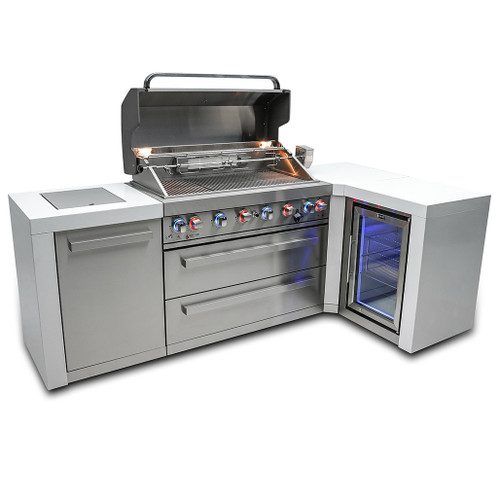 Mont Alpi 6-Burner Deluxe Island with a 90-Degree Corner and a Fridge Cabinet | Cooking surface 38”x18” Mont Alpi 6-Burner Deluxe Island with a 90-Degree Corner and a Fridge Cabinet | Cooking surface 38”x18”