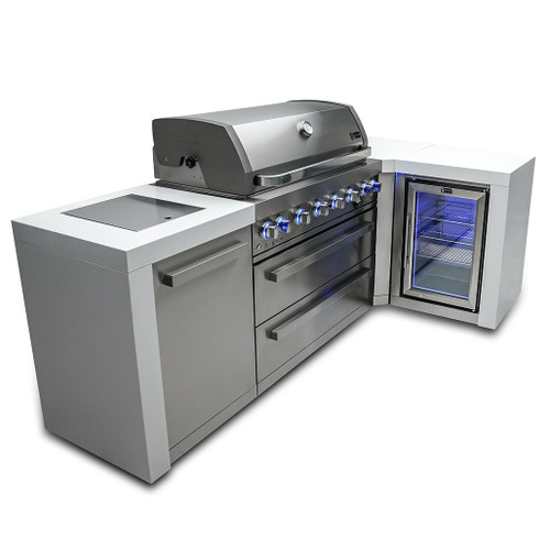 Mont Alpi 6-Burner Deluxe Island with a 90-Degree Corner and a Fridge Cabinet | Left side burner unit - 25"x23"x35" Mont Alpi 6-Burner Deluxe Island with a 90-Degree Corner and a Fridge Cabinet | Left side burner unit - 25"x23"x35"