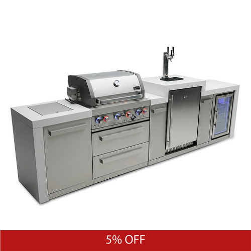 Mont Alpi 4-Burner Deluxe Island with a Kegerator and Fridge Cabinet | Promo Ends Soon!