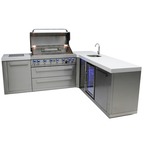 Mont Alpi 6-Burner Island with a 90-Degree Corner and Beverage Center | Right side unit - 25"x23"x35" Mont Alpi 6-Burner Island with a 90-Degree Corner and Beverage Center | Right side unit - 25"x23"x35"