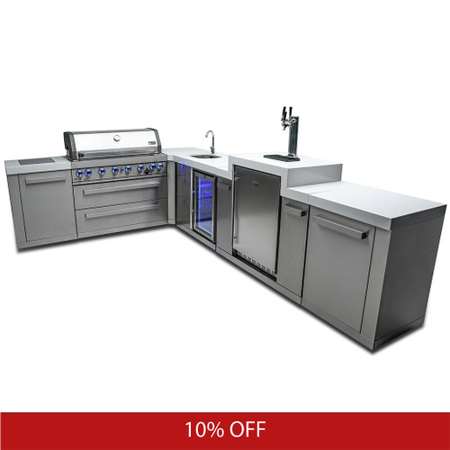 Mont Alpi 6-Burner Island with a 90-Degree Corner, Kegerator and Beverage Center | Promo Ends Soon!