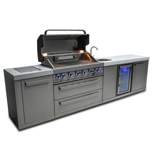 Mont Alpi 6-Burner Island with a Beverage Center | Beverage center with sink and fridge - 38"x23"x35" Mont Alpi 6-Burner Island with a Beverage Center | Beverage center with sink and fridge - 38"x23"x35"