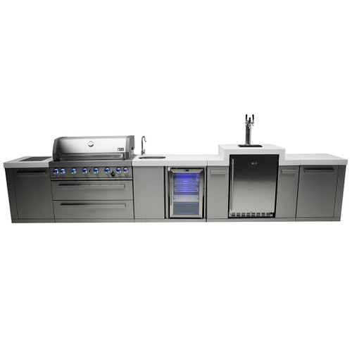 Mont Alpi 6-Burner Island with a Kegerator and a Beverage Center | 6-burner grill unit - 43"x23"x47"