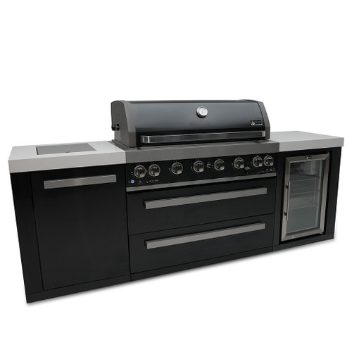 Mont Alpi 805 Black Stainless Steel Island with a Fridge Cabinet | Left side burner unit - 25"x23"x35"