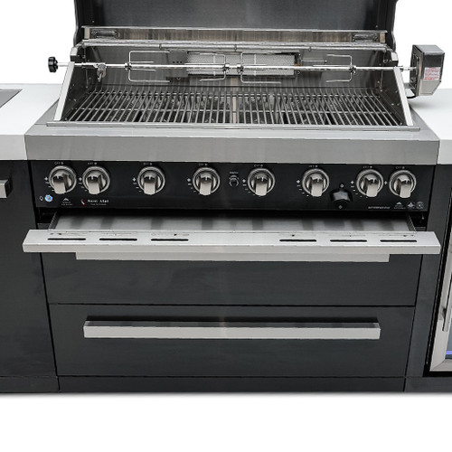 Mont Alpi 805 Black Stainless Steel Island with a Fridge Cabinet | Easy access Full Front Grease Tray