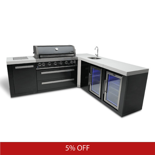Mont Alpi 805 Black Stainless Steel Island with a 90-Degree Corner and a Beverage Center | Promo Ends Soon!