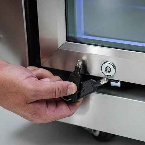 Mont Alpi 805 Black Stainless Steel Island with a Beverage Center and Fridge Cabinet | Locking Refrigerator Door Mont Alpi 805 Black Stainless Steel Island with a Beverage Center and Fridge Cabinet | Locking Refrigerator Door