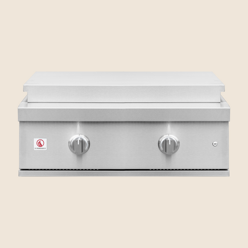 Summerset 30" Pro Gas Griddle | LED Front Panel Lighting & White to Red Bezel Lighting ON/OFF Burner State Summerset 30" Pro Gas Griddle | LED Front Panel Lighting & White to Red Bezel Lighting ON/OFF Burner State