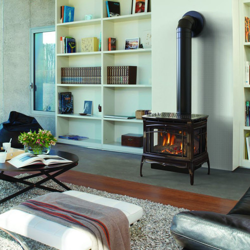Hearthstone Waitsfield DX Gas Stove | The Waitsfield includes a cast iron heat exchanger and a built-in blower to keep the heat from the fire in your home