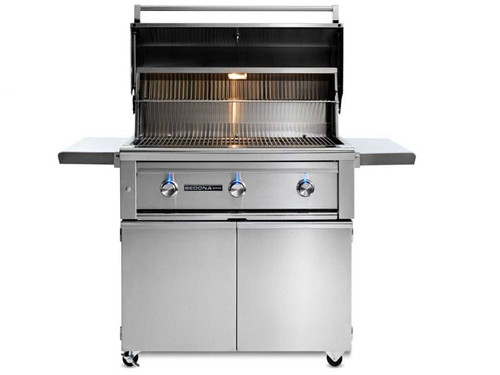 Sedona by Lynx 36" Freestanding Grill | Lift assist and fluid handle rotation make raising the hood effortless Sedona by Lynx 36" Freestanding Grill | Lift assist and fluid handle rotation make raising the hood effortless
