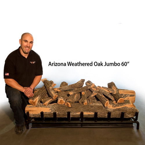 Grand Canyon Jumbo Arizona Weathered Oak Indoor Vented Gas Logs & Burner | Logs installed indoors carry a lifetime warranty and logs that are installed outside carry a 5-year warranty.