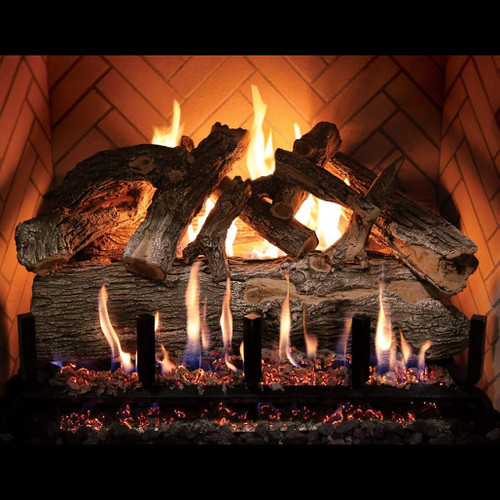 Grand Canyon Jumbo Arizona Weathered Oak Charred Indoor Vented Gas Logs & Burner | Individually Cast Logs Mixed with Ceramic Fiber