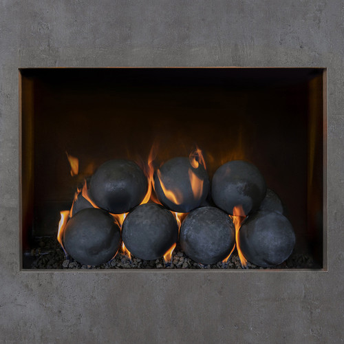 Grand Canyon Vented Contemporary Cannonballs with Gas Burner | Contemporary Burner for Gas Fireplace