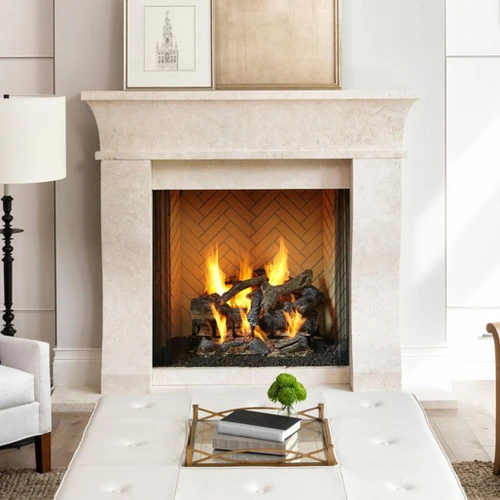 Heat N Glo Rutherford 50-Inch Wood Fireplace | Creates a true fireplace experience with an open hearth and no glass barrier.