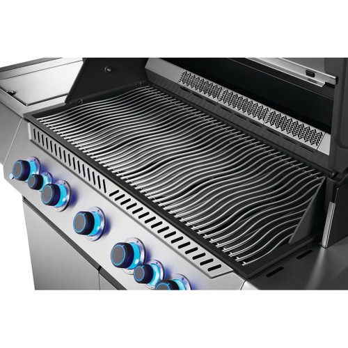 Napoleon Prestige 665 Connected RSIB Freestanding Gas Grill | Stow-away warming rack tucks up into the grill while enhanced internal storage system in the body provides better organization