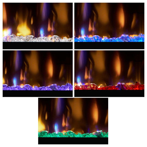 Dimplex Ignite Evolve 60-Inch Electric Fireplace | New tumbled glass media with translucent colors: amber, charcoal, and white