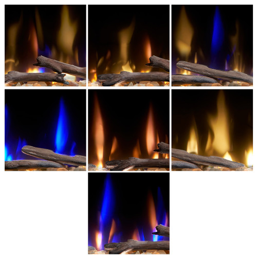 Dimplex Ignite Evolve 74-Inch Electric Fireplace | Alternate between 3 media modes, including prism (media and overhead lights cycle through colors), kaleidoscope (media and overhead lights cycle through colors at different rates), and midnight mode (media and overhead lights are off)