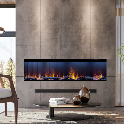 Dimplex Optimyst 66-Inch Linear Electric Fireplace | Can be used as a supplemental heat source of up to 1000 sq. ft. with different temperature settings (normal and eco-mode). Enjoy the flames year-round without the heat if desired.